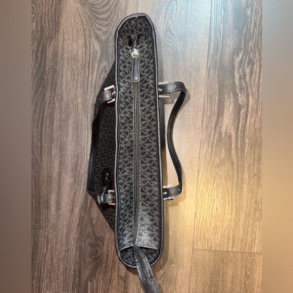 Michael Kors Black Signature MK Pattern Shoulder Bag Tote - Picture 9 of 16